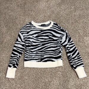 Express Zebra-Print Cashmere Sweater - Black & White